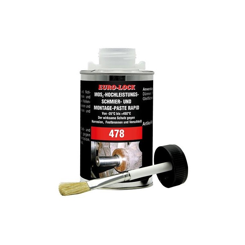 MoS²-Pâte de montage haute performance, EURO-LOCK LOS 478 Pot avec pinceau 500g