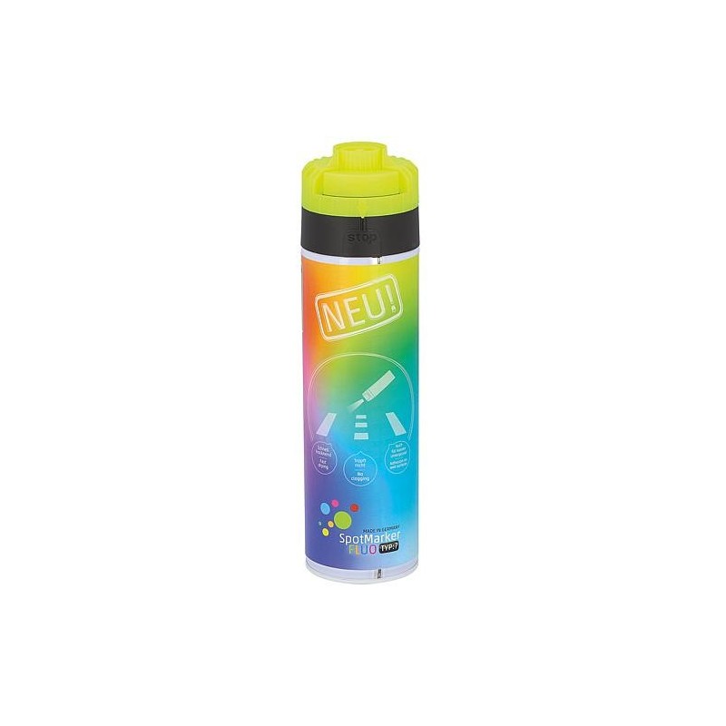 Spray de marquage jaune fluo Roland Endres SpotMarker TYP7 360°, bombe aérosol 500ml