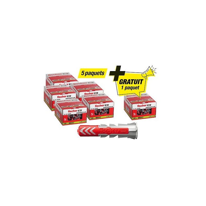 Kit Promo Fischer contenant 5 x 94 119 91 + gratuit 1x 94 119 91 cheville Duopower