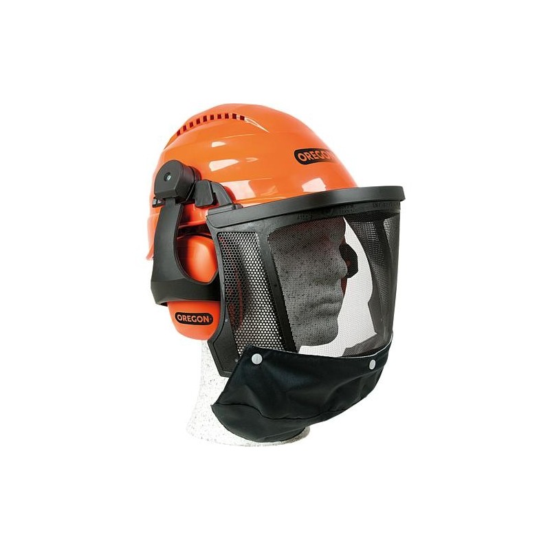 Casque de sécurité OREGON avec visière en filet et protection auditive, reglable