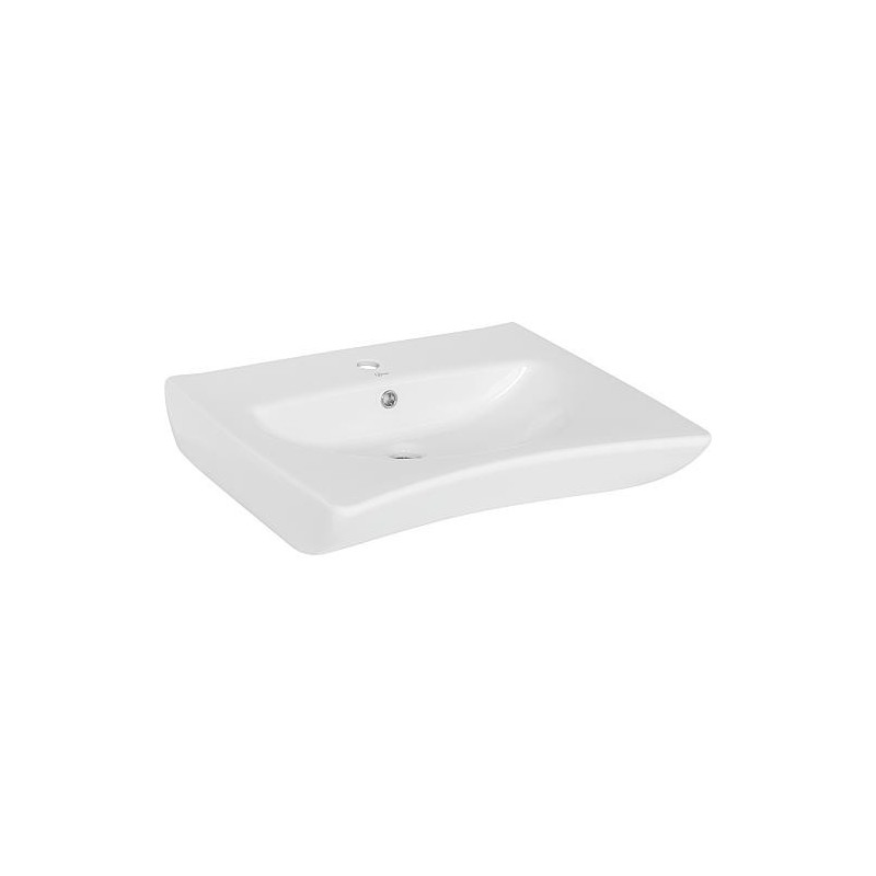 Vasque Elida en ceramique blanc, avec 1 trou robinet lxhxp:660x155x550mm