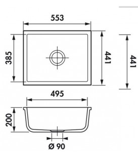 Cuve sous plan rectangulaire Verona 55