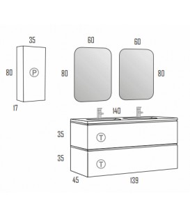 Meuble Suspendu Salle de Bain Sigma Version 3