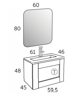 Meuble Suspendu Salle de Bain Denim 60