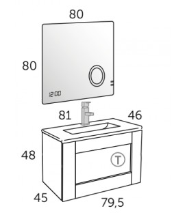 Meuble Suspendu Salle de Bain Denim 80