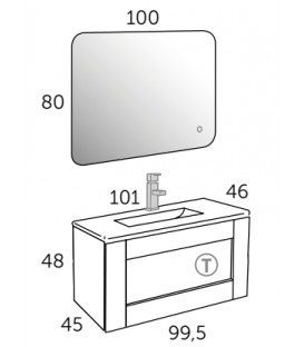 Meuble Suspendu Salle de Bain Denim 100