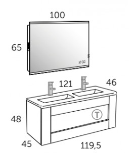 Meuble Suspendu Salle de Bain Denim 120