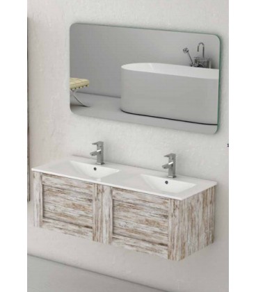 Meuble Suspendu Salle de Bain Denim 120 2 tiroirs