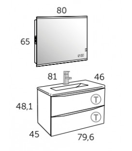 Meuble Suspendu Salle de Bain Landes 80