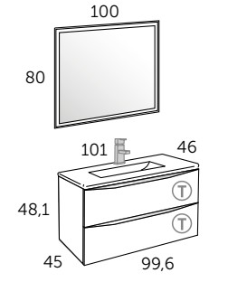 Meuble Suspendu Salle de Bain Landes 100