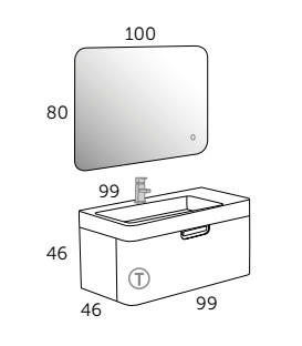 Meuble Suspendu Salle de Bain Strip 100